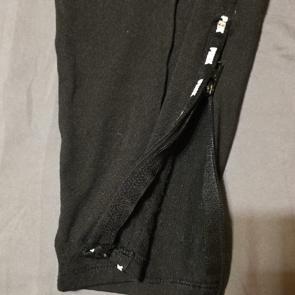 PINK Victoria's Secret Black Joggers with Pink Down Front Sides. - Picture 7 of 11